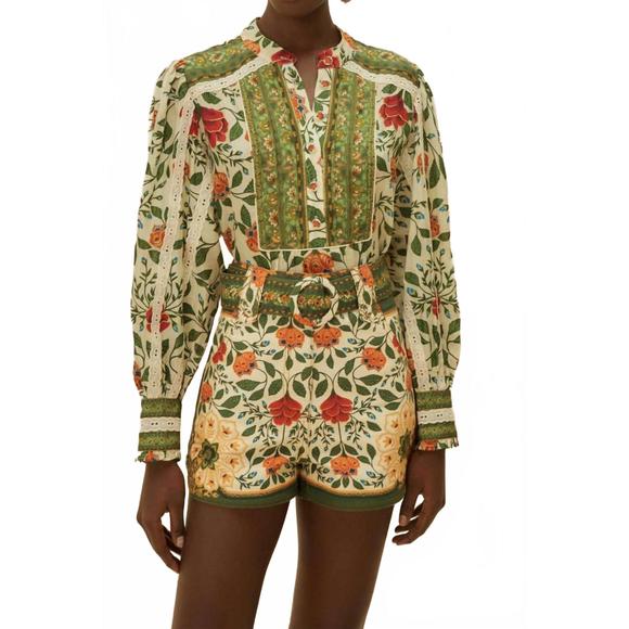 NEW FARM RIO sand garden tapestry shorts in green